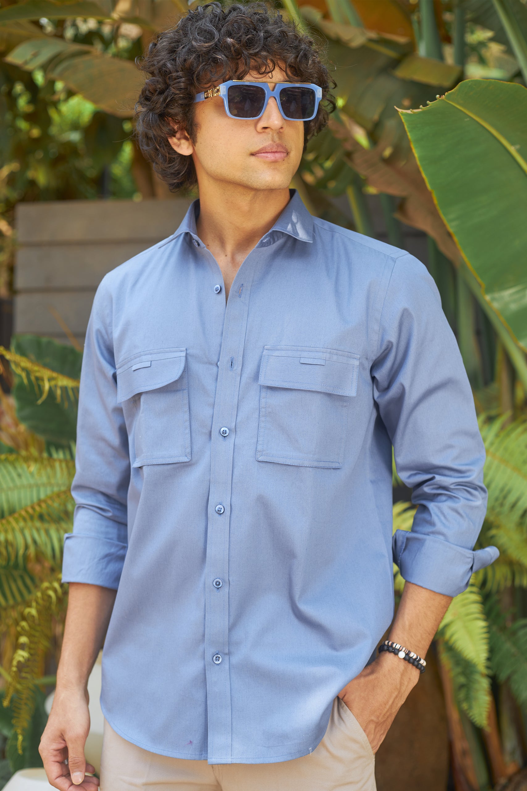 Colbalt Blue safari Shirt