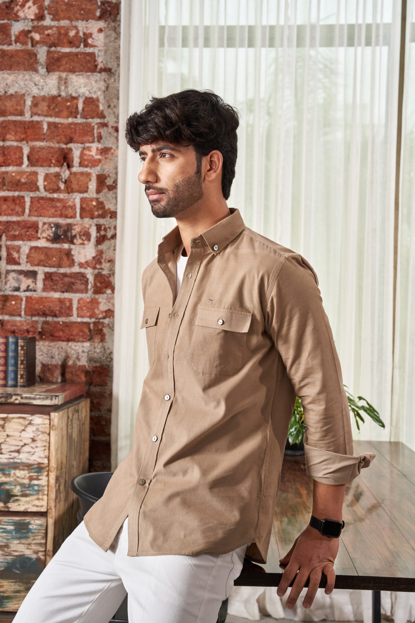 Oat Natural Pin Cord Shirt