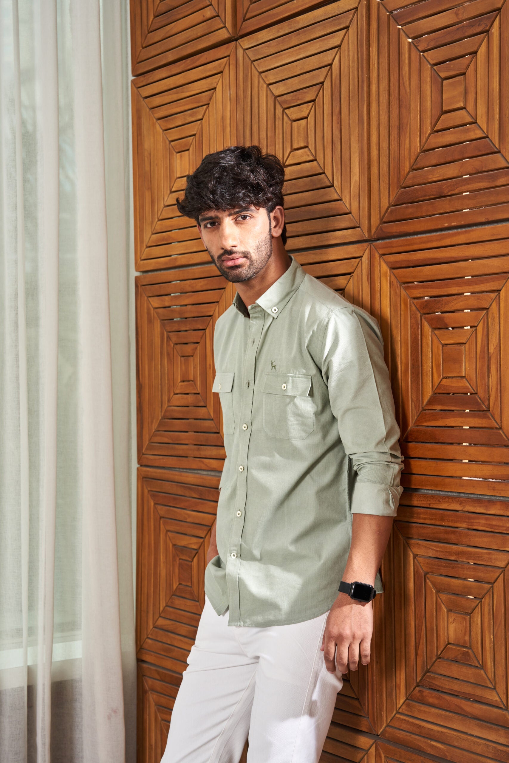 Sage Green Pin Cord Shirt