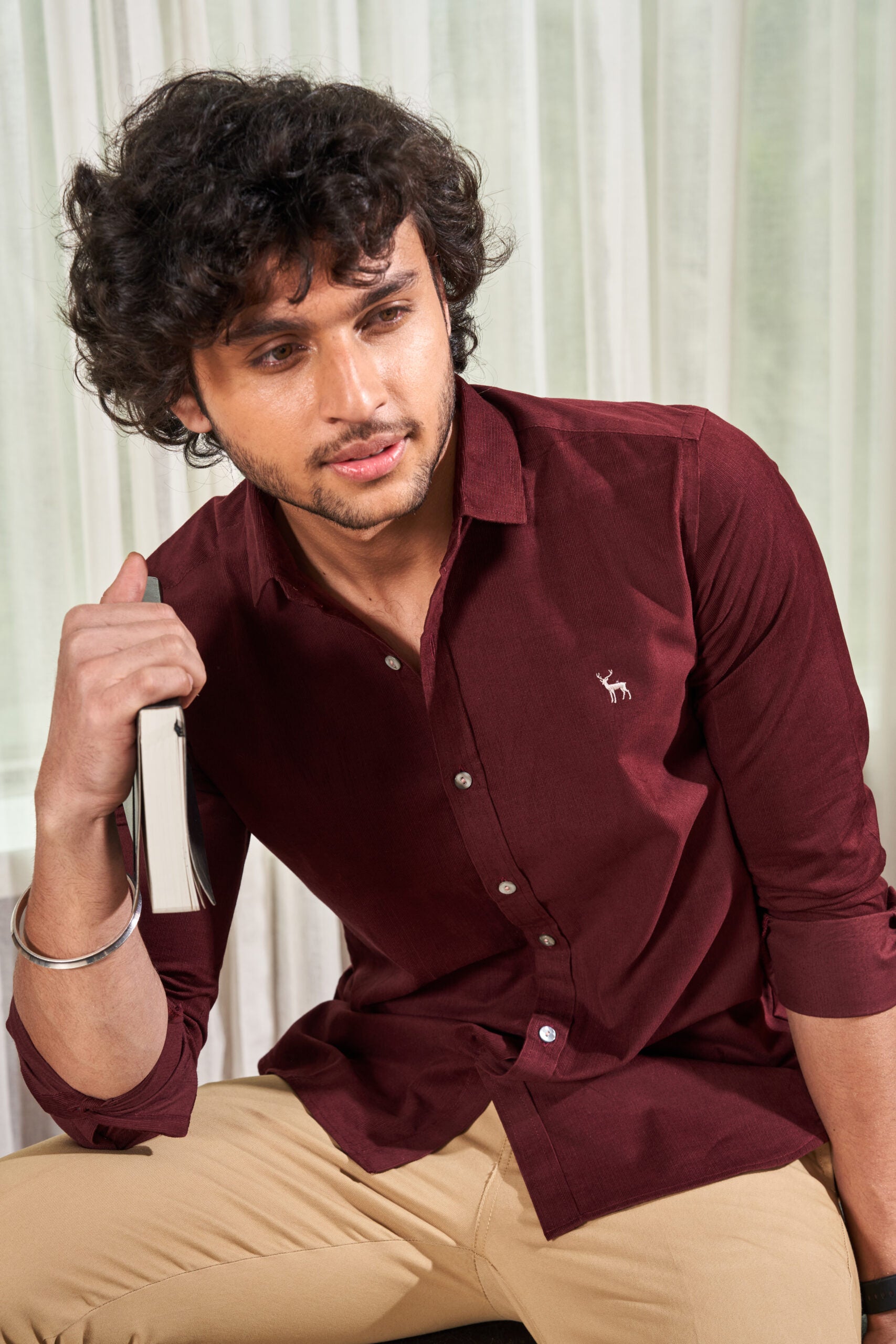 Mahogany Maroon Pin Cord Shirt