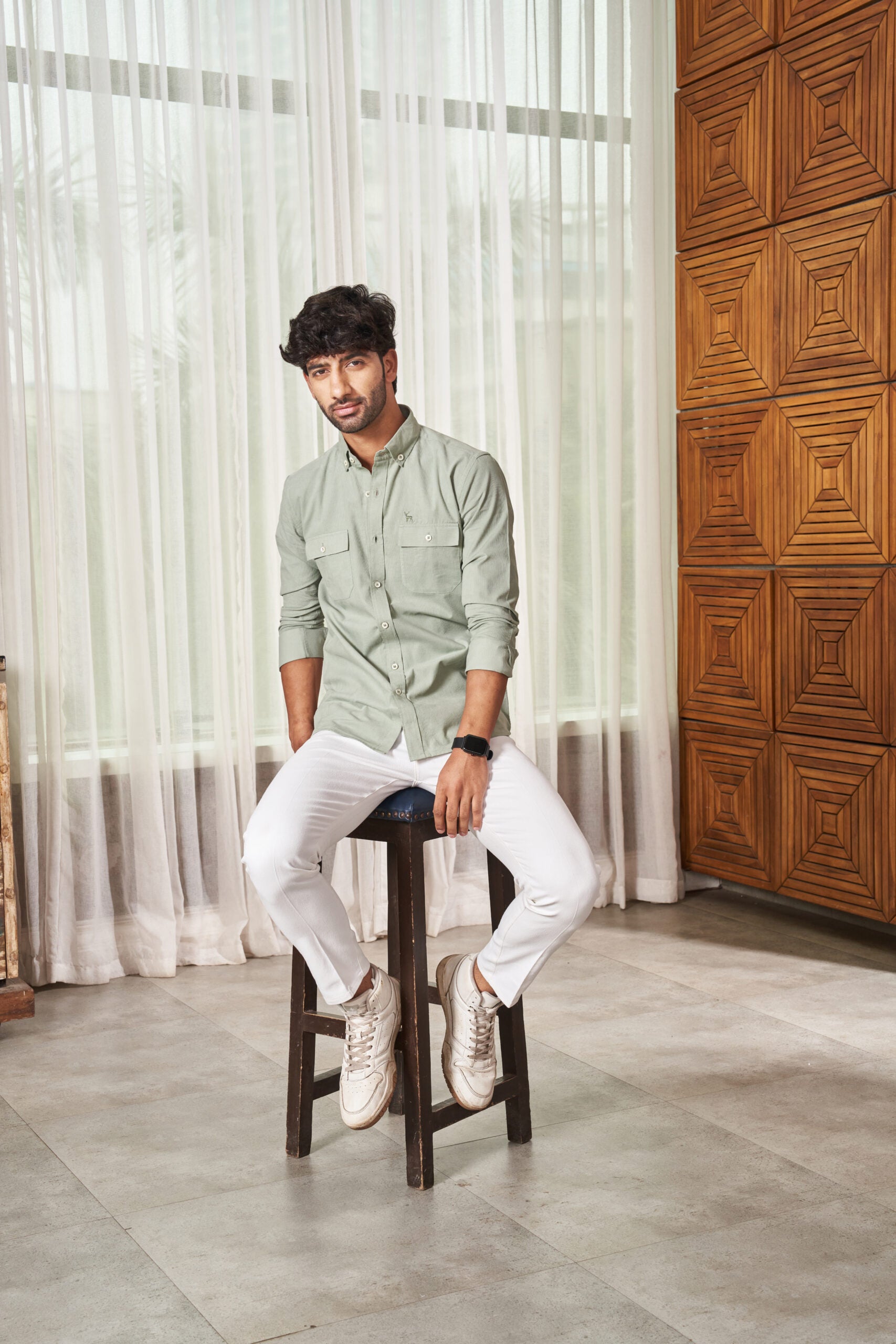 Sage Green Pin Cord Shirt