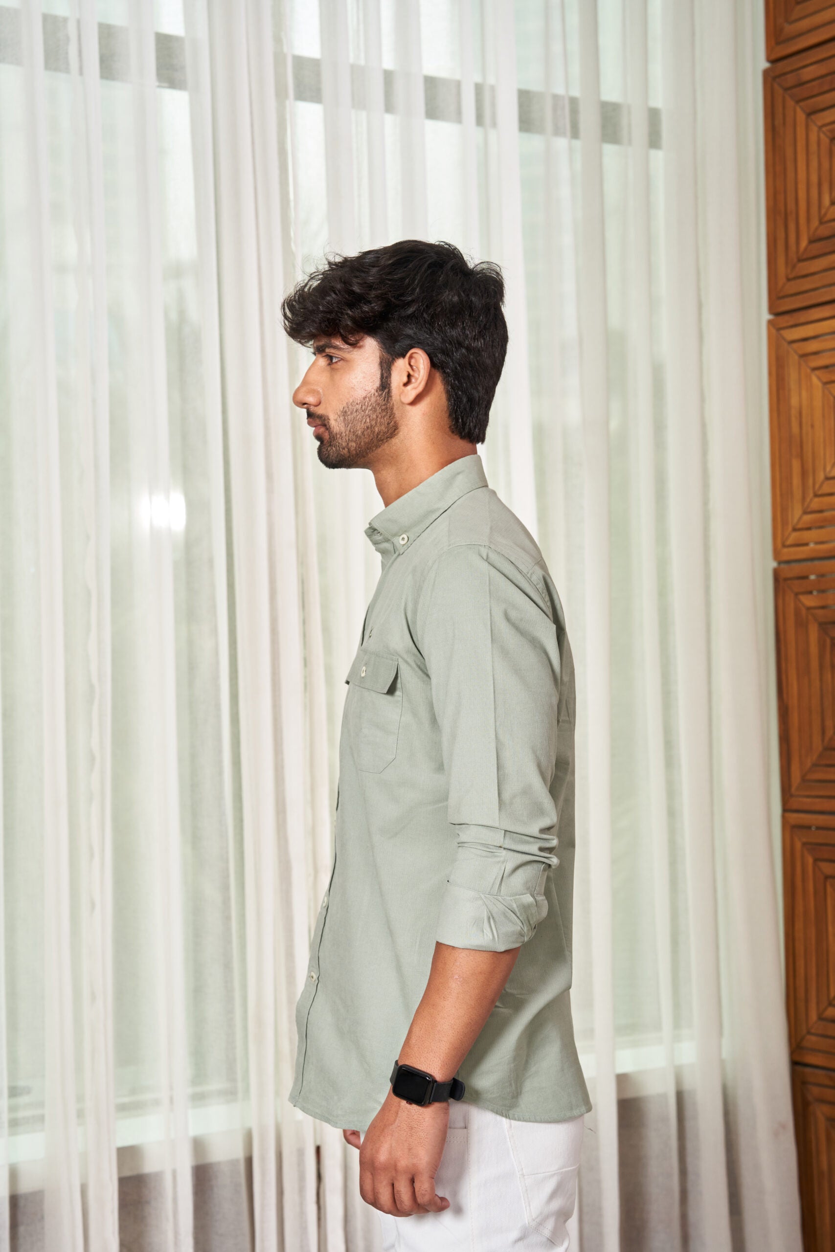 Sage Green Pin Cord Shirt