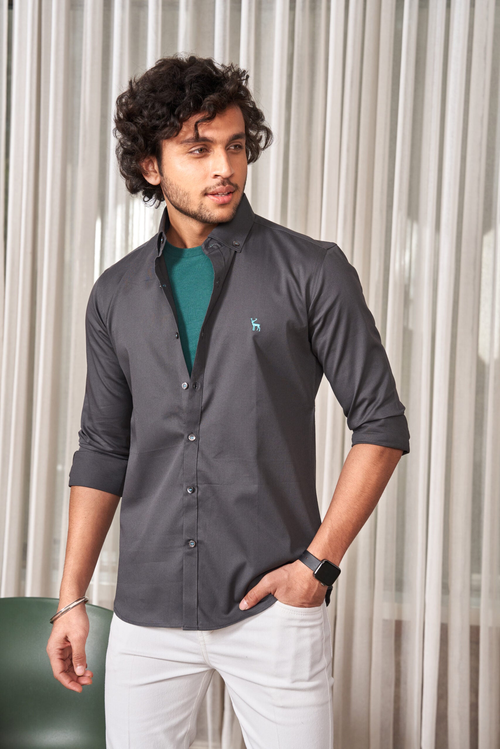 Carbon Grey Cotton Knit Shirt